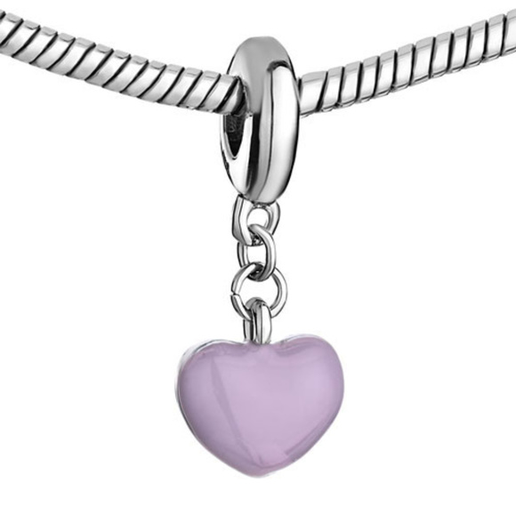Pugster Thistle Heart Dangle Charm - Fits Pandora - Picture 1 of 2